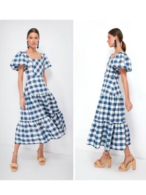 HUNTER BELL Blue Check Cassidy Dress Size 6​